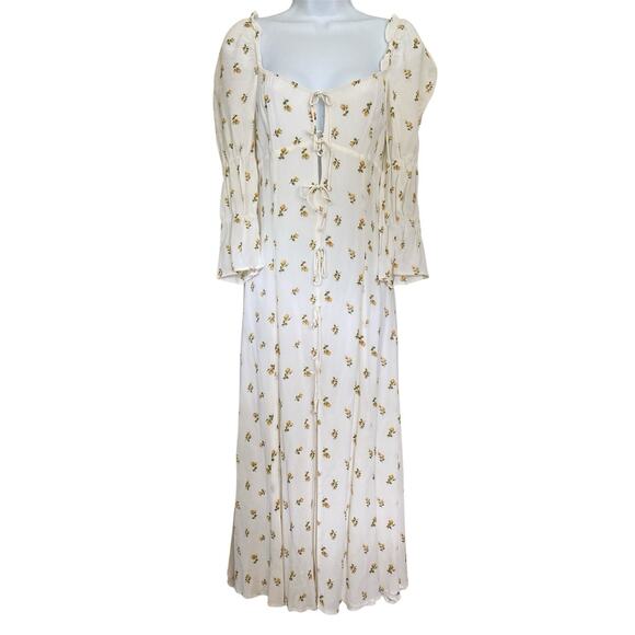 Reformation Roberta Floral Viscose Peasant Boho Maxi /Midi Dress Size 12 - Picture 1 of 10